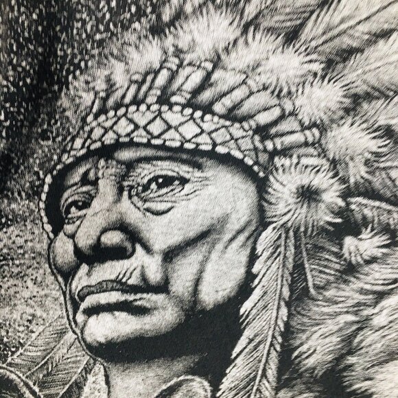 Springhill Wholesale Shirt Mens Large Black Indian Warrior Wolf Single Stitch - Picture 9 of 16